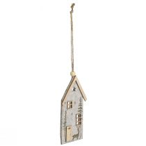 Prodotto Decorazioni natalizie in feltro, casette, beige, 15 cm, set da 6
