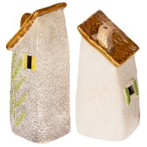 Prodotto Casa rustica in ceramica con LED luminoso, ideale come decorazione da tavola suggestiva, 15 cm, 2 pezzi