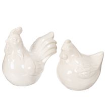 Prodotto Statuetta di gallina, smaltata lucida, per arredamento moderno, 17 cm, 2 pezzi