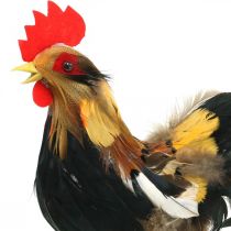 Deco gallo con piume decorazione primaverile gialla figura pasqua 24 cm
