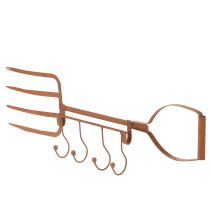Prodotto Binario portaganci in metallo arrugginito, forcone decorativo per fieno, decorazione da giardino, 4 ganci, 62 cm