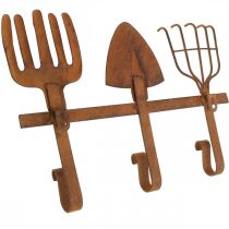 Prodotto Attrezzi da giardino con gancio, decorazione da giardino, rastrello a vanga, armadio in patina metallica L33,5 cm
