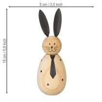 Prodotto Statuina decorativa a forma di coniglio in legno per una decorazione tranquilla e senza tempo, 15 cm, 2 pezzi