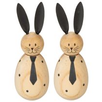 Prodotto Figura decorativa in legno a forma di coniglio, perfetta per una decorazione tranquilla e senza tempo, 15 cm, 2 pezzi