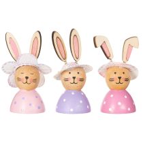 Prodotto Decorazione da tavolo a forma di coniglietto pasquale per la primavera, coniglietti decorativi con cappelli, 7 cm, 9 pezzi