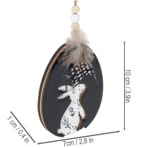 Prodotto Uova di Pasqua in legno da appendere, bianche e nere, 10 cm, 6 pezzi
