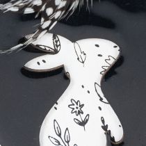 Prodotto Uova di Pasqua in legno da appendere, bianche e nere, 10 cm, 6 pezzi