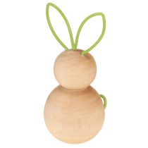 Prodotto Figura decorativa di coniglio in legno con orecchie di filo metallico per decorazioni pasquali moderne, 11 cm, 4 pezzi