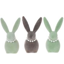 Prodotto Decorazione a forma di coniglietto pasquale con collana di perle, coniglietto per soggiorno e tavola di Pasqua, 13 cm, 3 pezzi