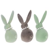 Prodotto Decorazione a forma di coniglietto pasquale con collana di perle, coniglietto per soggiorno e tavola di Pasqua, 13 cm, 3 pezzi