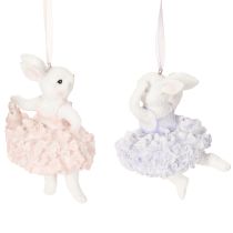 Prodotto Ciondoli a forma di coniglietto ballerina, un elemento decorativo per rami pasquali o alberi di Natale, 12 cm, 2 pezzi
