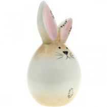 Coniglietto pasquale uovo bianco in ceramica figura decorativa coniglio Ø6cm H11.5cm