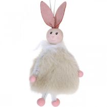 Coniglietti, decorazioni pasquali, ciondoli primaverili, coniglietti pasquali da appendere beige, rosa, bianco H12,5cm 3pz