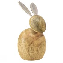 Decorazione coniglietti legno metallo argento Pasqua 12,5x14x16,5cm