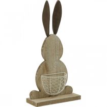 Coniglietto in legno con cesto Coniglietto pasquale decorazione primaverile natura, bianco H36cm