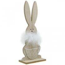 Prodotto Coniglietto con cesto Coniglietto pasquale in legno decorazione Pasqua natura H30cm