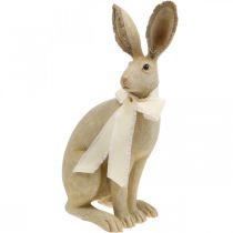 Coniglietto pasquale seduto con fiocco decorazione da tavola in poliresina Pasquale H30cm