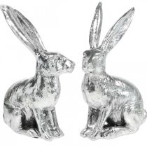Prodotto Coniglietto pasquale seduto Coniglio argento Figura decorativa Pasqua 13 cm 2 pezzi