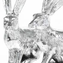 Prodotto Coniglietto pasquale seduto Coniglio argento Figura decorativa Pasqua 13 cm 2 pezzi
