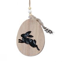 Prodotto Coniglietto in un uovo Uova di Pasqua in legno da appendere bianco nero 10 cm 6 pz