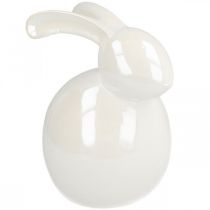 Prodotto Coniglietto in ceramica, figura pasquale, decoro primaverile, coniglietto pasquale bianco, madreperla H17cm