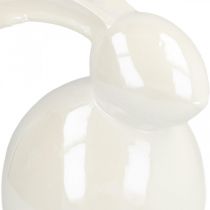 Coniglietto in ceramica, figura pasquale, decoro primaverile, coniglietto pasquale bianco, madreperla H17cm