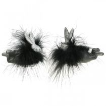 Prodotto Coniglietto pasquale decorazione argento boa di piume coniglio figura Pasqua 8 cm 2 pezzi