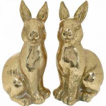 Prodotto Coniglietto decorativo oro seduto, coniglietto da decorare, coppia di coniglietti pasquali, H16.5cm 2pz