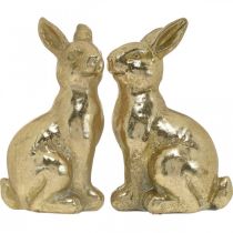 Prodotto Coniglietto decorativo oro seduto, coniglietto da decorare, coppia di coniglietti pasquali, H16.5cm 2pz