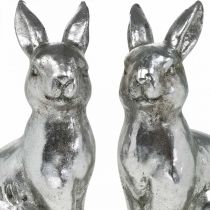 Deco coniglio seduto decorazione pasquale argento vintage H13cm 2pz