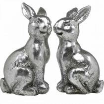 Prodotto Coniglio decorativo seduto decorazione pasquale argento vintage H13cm 2 pz