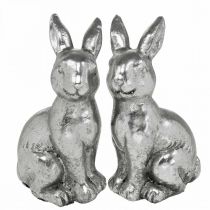 Prodotto Coniglio decorativo seduto decorazione pasquale argento vintage H13cm 2 pz