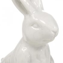 Coniglietto in ceramica seduto coniglietto pasquale bianco Decorazione pasquale H14.5cm 3pz