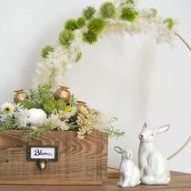 Prodotto Decorazione pasquale in ceramica a forma di coniglietto, in oro bianco, altezza 7,5 cm, 4 pezzi