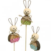 Prodotto Coniglietto fiore bastone legno ruggine decorazione Coniglietto pasquale su bastone 8cm 9pz