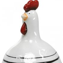 Pollo decorativo in ceramica a righe bianche e nere Pasqua H17cm 2pz