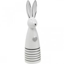 Coniglio in Ceramica Bianco Nero Cuore Strisce H30cm