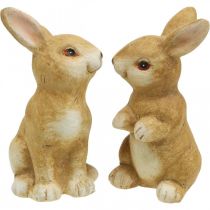 Coniglietto seduto, decorazione in ceramica, Pasqua, coppia di coniglietti marroni H15cm set di 2