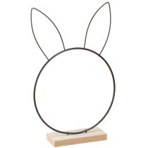 Prodotto Decorazione Coniglio Anello Metallo Legno Naturale Nero Ø20cm 2pz