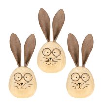 Prodotto Figura decorativa a forma di uovo di coniglio con personaggio per decorazioni primaverili e stagionali, 14 cm, 3 pezzi