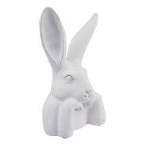 Decorazione coniglio coniglio pensatore in pietra artificiale bianco 23×16,5×35,5 cm