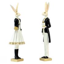 Prodotto Decorazione coniglio coppia di conigli decorazione da tavolo bianco oro nero H32cm 2 pezzi