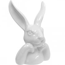 Deco coniglio bianco, busto testa di coniglio, ceramica H21cm