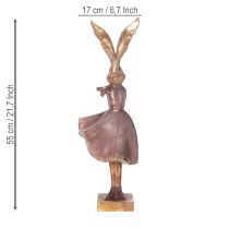 Prodotto Statuina decorativa di coniglio in abito per una decorazione primaverile e pasquale alla moda, 55 cm