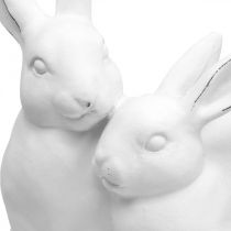 Coniglietta mamma con bambino aspetto vintage ceramica bianca 15,5×15×18 cm