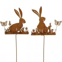 Tappo fiore coniglietto ruggine tappo decorativo metallo Pasqua 11cm 4pz