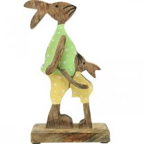 Prodotto Coniglietto pasquale con bambino, decoro primaverile in legno, papà coniglio, natura pasquale, verde, giallo H22cm
