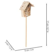 Prodotto Casetta per uccelli decorativa, in legno di betulla, 5 cm, con supporti per fiori, 4 pezzi