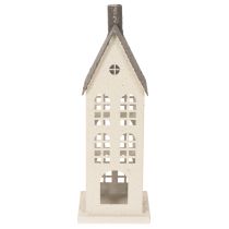 Prodotto Casetta decorativa in metallo con finestre e camino, 28 cm