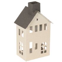Prodotto Casetta decorativa in metallo con camino e finestra, 24 cm